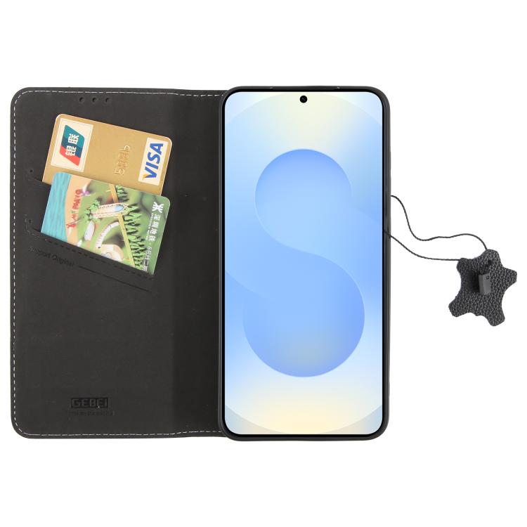 For Samsung Galaxy S25+ 5G GEBEI Top-grain Horizontal Flip Leather Phone Case(Black) - Galaxy S25+ 5G Cases by GEBEI | Online Shopping UK | buy2fix