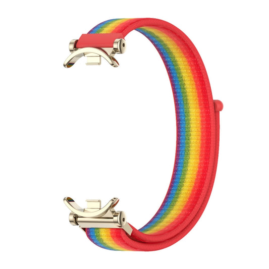 For Xiaomi Smart Band 10 / 9 / 8 Mijobs GT4 Breathable Nylon Loop Watch Band(Rainbow Light Gold) by MIJOBS