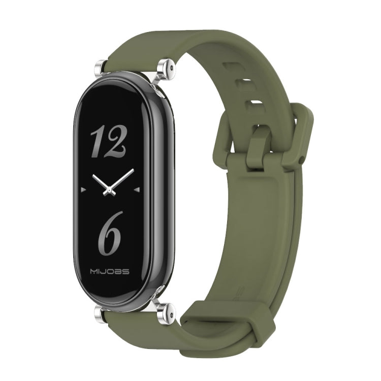 For Xiaomi Smart Band 10 / 9 / 8 Mijobs GT4 Silicone Breathable Watch Band(Army Green Silver) - Watch Bands by MIJOBS | Online Shopping UK | buy2fix