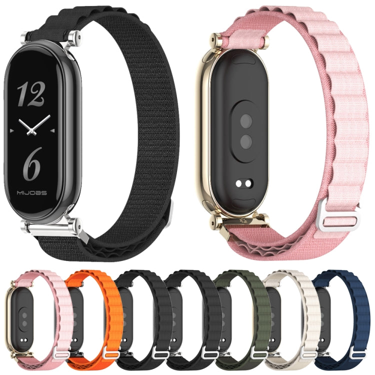 For Xiaomi Smart Band 10 / 9 / 8 Mijobs GT4 Nylon Breathable Watch Band(Pink Light Gold) by MIJOBS