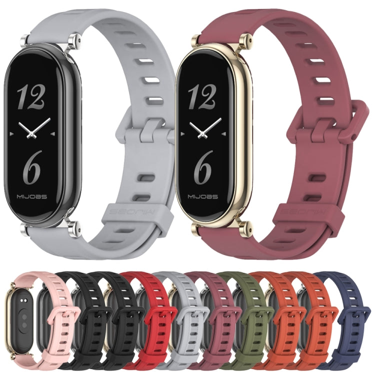 For Xiaomi Smart Band 10 / 9 / 8 Mijobs GT4 Flat Hole Silicone Watch Band(Black Silver) by MIJOBS