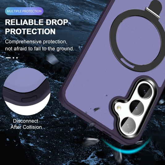 For Samsung Galaxy S24 5G MagSafe Holder Skin-feel PC Hybrid TPU Phone Case(Dark Purple) - Galaxy S24 5G Cases by buy2fix | Online Shopping UK | buy2fix