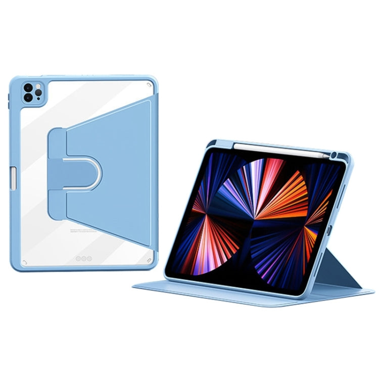 For iPad Pro 12.9 2022/2021/2020 ZGA Tri-Fold 360 Rotation Smart Leather Tablet Case(Blue) - iPad Pro 12.9 (2022/2021) Cases by ZGA | Online Shopping UK | buy2fix