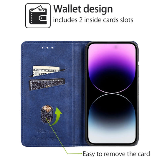 For Motorola Moto G Play 4G 2024 Cow Texture Magnetic Leather Phone Case(Blue) by buy2fix