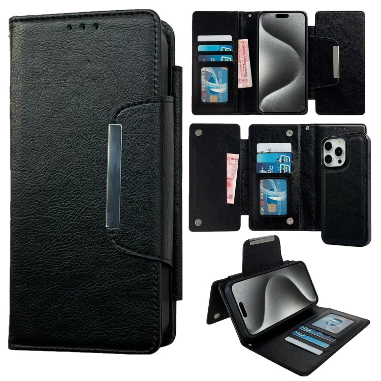 For iPhone 15 Pro Multifunctional 7-Cards Wallet Leather Phone Case(Black) - iPhone 15 Pro Cases by buy2fix | Online Shopping UK | buy2fix