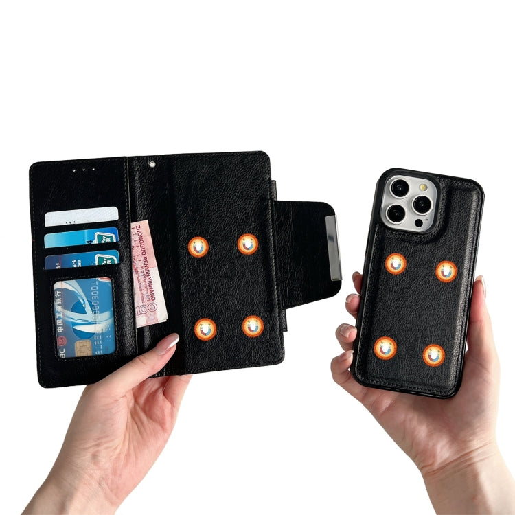 For iPhone 15 Multifunctional 7-Cards Wallet Leather Phone Case(Black) - iPhone 15 Cases by buy2fix | Online Shopping UK | buy2fix