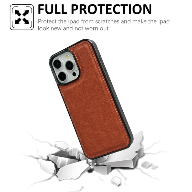 For iPhone 16 Pro Max Cowhide Texture Back Cover Phone Case(Brown) by buy2fix