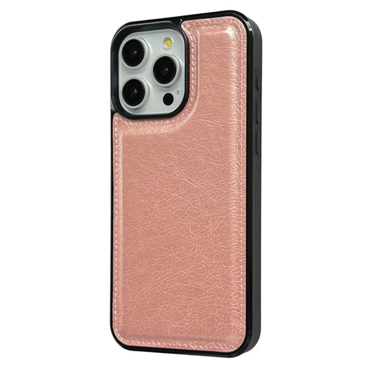 For iPhone 16 Pro Cowhide Texture Back Cover Phone Case(Rose Gold) by buy2fix