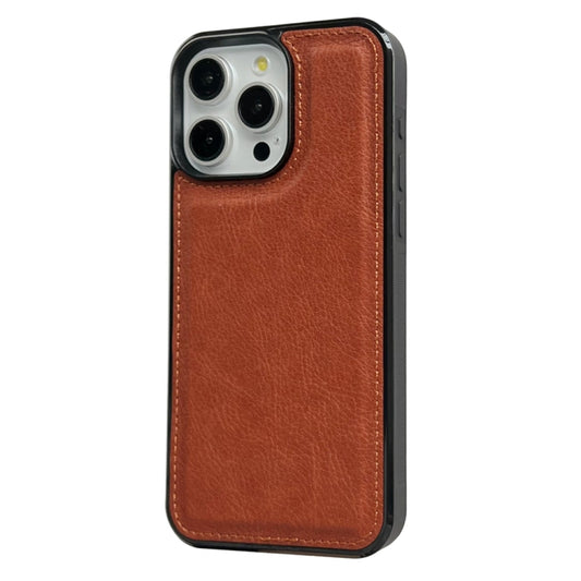 For iPhone 16 Pro Cowhide Texture Back Cover Phone Case(Brown) by buy2fix