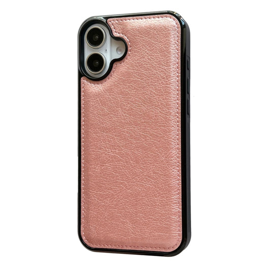 For iPhone 16 Plus Cowhide Texture Back Cover Phone Case(Rose Gold) by buy2fix