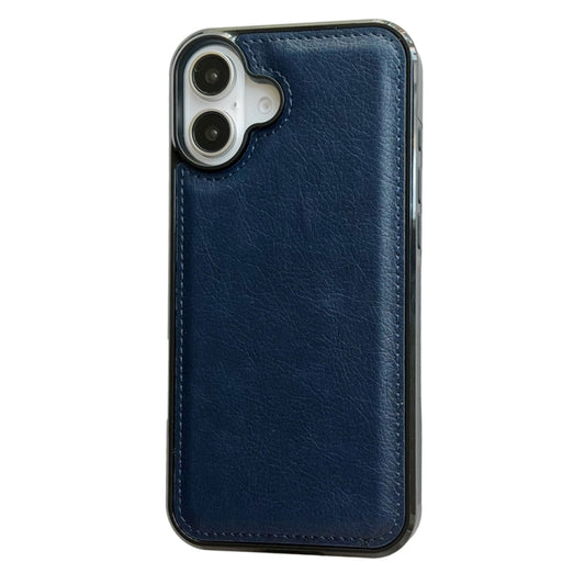 For iPhone 16 Plus Cowhide Texture Back Cover Phone Case(Royal Blue) by buy2fix