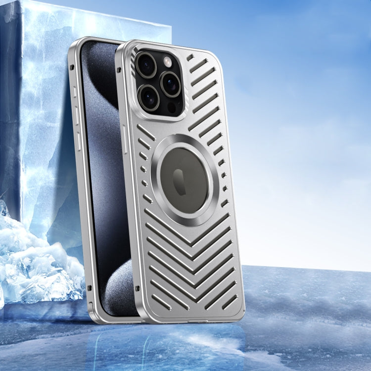 For iPhone 14 Pro Max Cooling MagSafe Magnetic Metal Phone Case(Silver) - iPhone 14 Pro Max Cases by buy2fix | Online Shopping UK | buy2fix