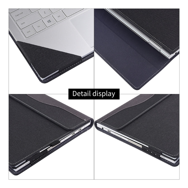 For Microsoft Surface Laptop 6 15 inch Cloth Texture Laptop Leather Case With Stand Function(Black) by buy2fix