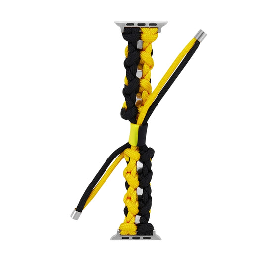 For Apple Watch Ultra 2 49mm Screw Nut Dual-Color Braided Paracord Watch Band(Black Yellow) by buy2fix