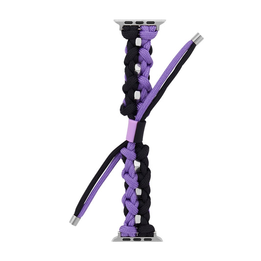 For Apple Watch Ultra 2 49mm Screw Nut Dual-Color Braided Paracord Watch Band(Black Purple) by buy2fix