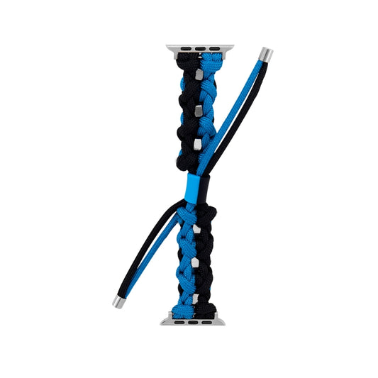 For Apple Watch Ultra 49mm Screw Nut Dual-Color Braided Paracord Watch Band(Black Blue) by buy2fix