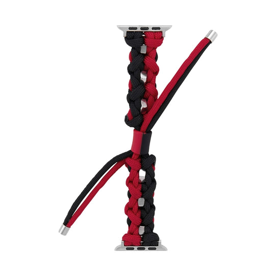 For Apple Watch Ultra 49mm Screw Nut Dual-Color Braided Paracord Watch Band(Black Red) by buy2fix