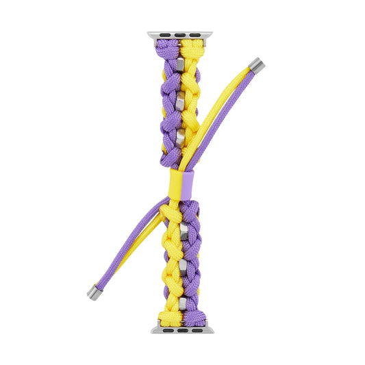 For Apple Watch Ultra 49mm Screw Nut Dual-Color Braided Paracord Watch Band(Purple Yellow) by buy2fix