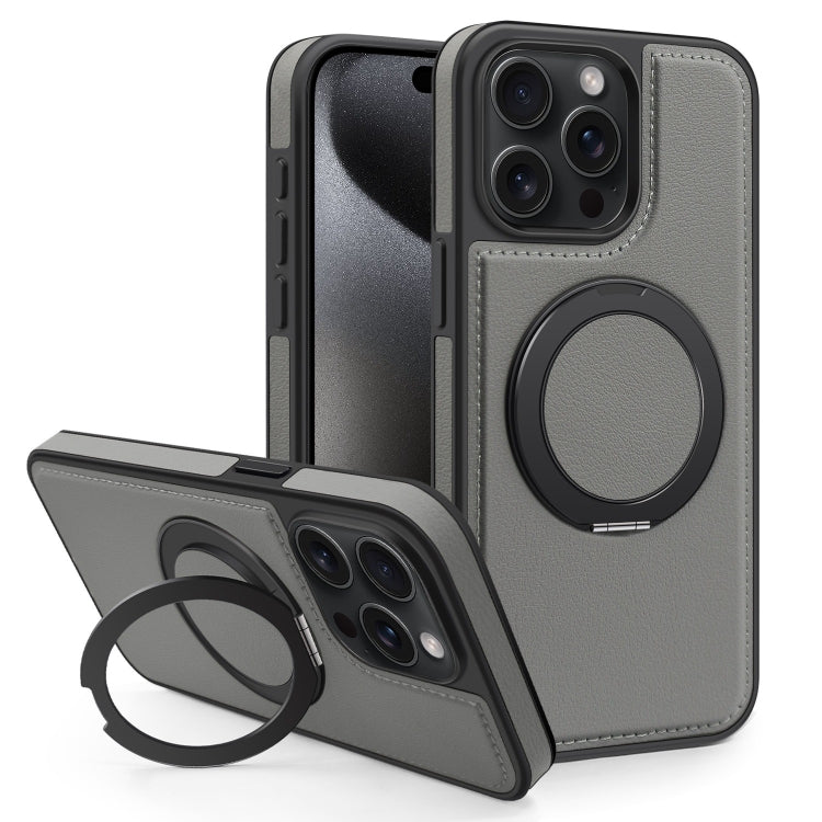 For iPhone 15 Pro Yashi 360 Degree Rotating MagSafe Bracket Phone Case(Grey) - iPhone 15 Pro Cases by buy2fix | Online Shopping UK | buy2fix
