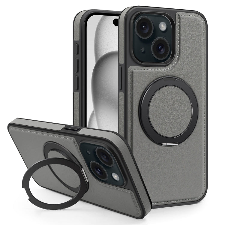 For iPhone 15 Yashi 360 Degree Rotating MagSafe Bracket Phone Case(Grey) - iPhone 15 Cases by buy2fix | Online Shopping UK | buy2fix