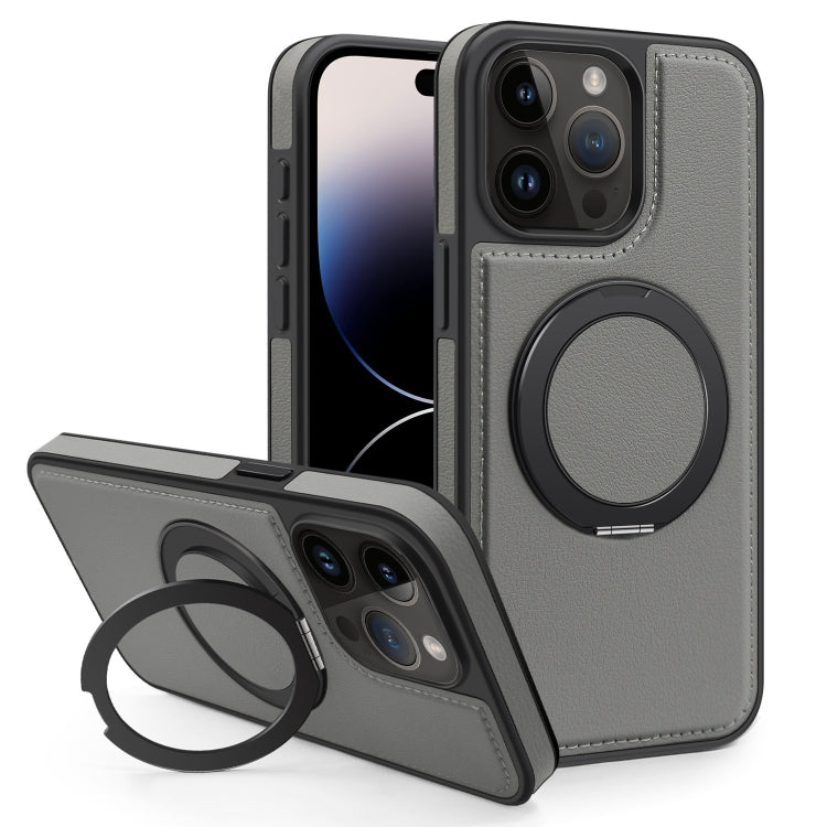 For iPhone 14 Pro Yashi 360 Degree Rotating MagSafe Bracket Phone Case(Grey) - iPhone 14 Pro Cases by buy2fix | Online Shopping UK | buy2fix