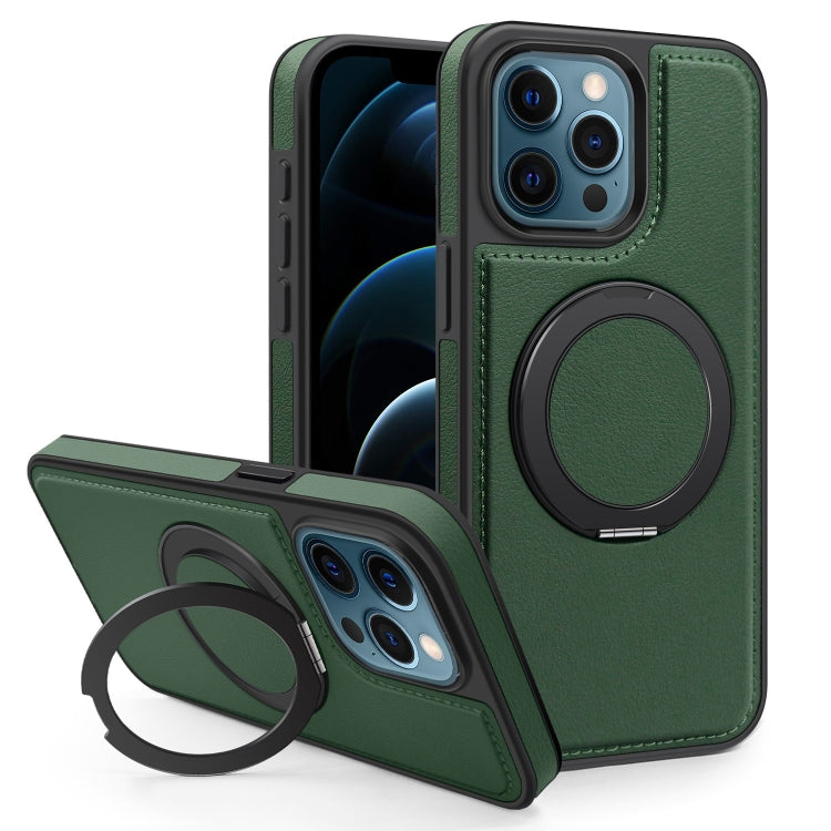 For iPhone 12 Pro Max Yashi 360 Degree Rotating MagSafe Bracket Phone Case(Dark Green) - iPhone 12 Pro Max Cases by buy2fix | Online Shopping UK | buy2fix