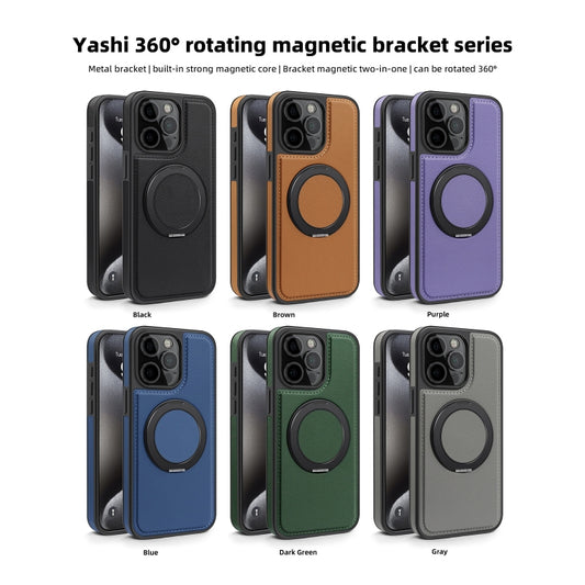 For iPhone 14 Pro Yashi 360 Degree Rotating MagSafe Bracket Phone Case(Grey) - iPhone 14 Pro Cases by buy2fix | Online Shopping UK | buy2fix
