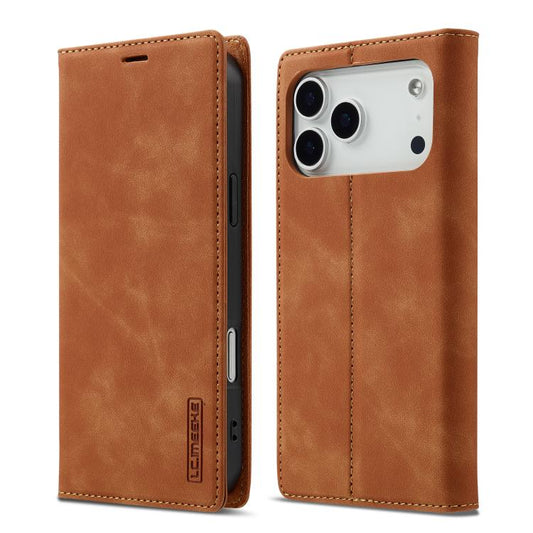 For iPhone 17 Pro Max LC.IMEEKE Strong Magnetism Microfiber Leather Phone Case(Brown) - iPhone 17 Pro Max Cases by LC.IMEEKE | Online Shopping UK | buy2fix