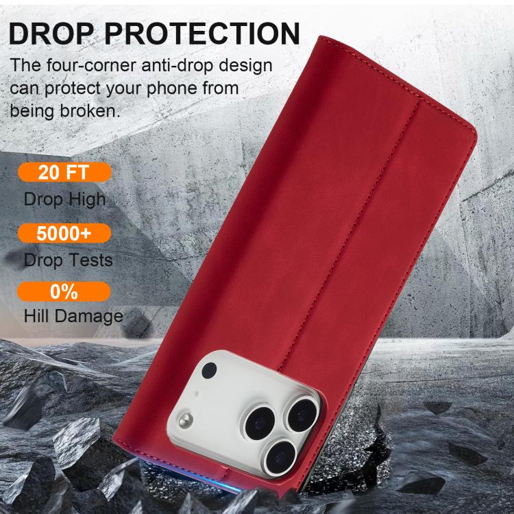 For iPhone 17 Pro LC.IMEEKE Strong Magnetism Microfiber Leather Phone Case(Red) - iPhone 17 Pro Cases by LC.IMEEKE | Online Shopping UK | buy2fix