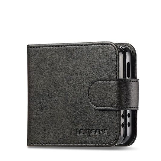 For Samsung Galaxy Z Flip7 5G LC.IMEEKE Calf Texture Leather Phone Case(Black) - Galaxy Z Flip7 5G Cases by LC.IMEEKE | Online Shopping UK | buy2fix