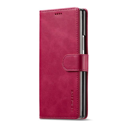 For Samsung Galaxy Z Fold7 5G LC.IMEEKE Calf Texture Leather Phone Case(Red) - Galaxy Z Fold7 5G Cases by LC.IMEEKE | Online Shopping UK | buy2fix