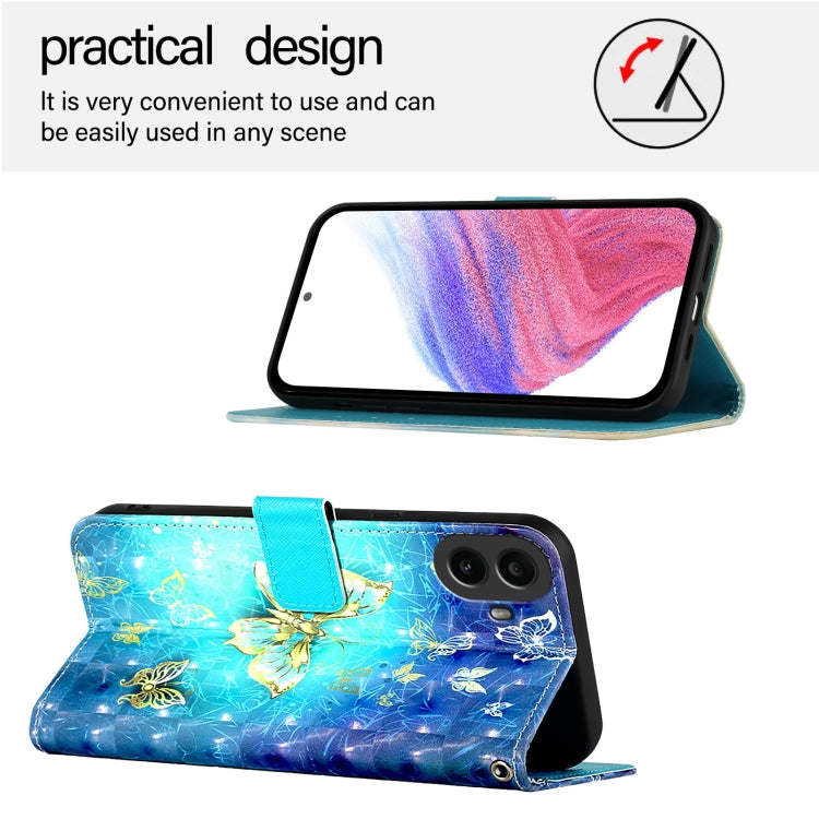 For Nothing CMF Phone 1 3D Painting Horizontal Flip Leather Phone Case(Golden Butterfly) - More Brand by buy2fix | Online Shopping UK | buy2fix