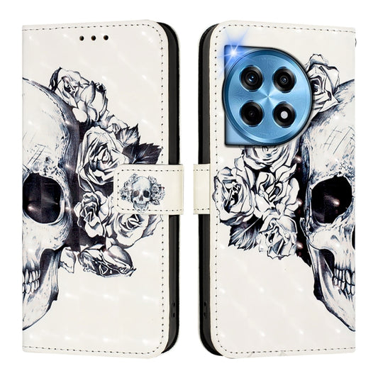 For OnePlus 12 5G Global 3D Painting Horizontal Flip Leather Phone Case(Skull) by buy2fix