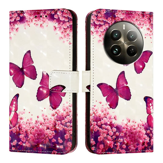 For Realme 12 Pro / Realme 12 Pro+ 3D Painting Horizontal Flip Leather Phone Case(Rose Butterfly) by buy2fix