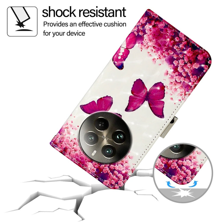 For Realme 12 Pro / Realme 12 Pro+ 3D Painting Horizontal Flip Leather Phone Case(Rose Butterfly) by buy2fix