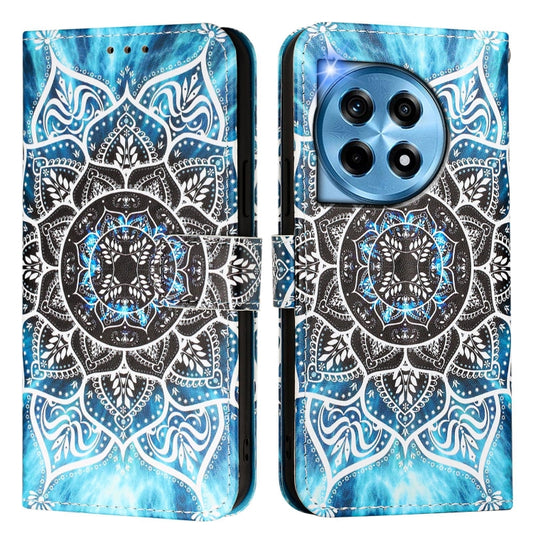For OnePlus 12 5G Global Colored Drawing Pattern Plain Weave Leather Phone Case(Undersea Mandala) by buy2fix