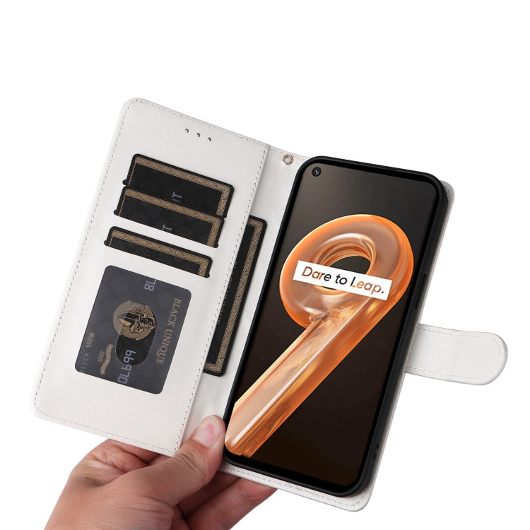 For Realme 9i / OPPO A36 / A96 Diamond Lattice Leather Flip Phone Case(White) by buy2fix