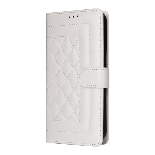 For Huawei P Smart 2021 Diamond Lattice Leather Flip Phone Case(White) by buy2fix