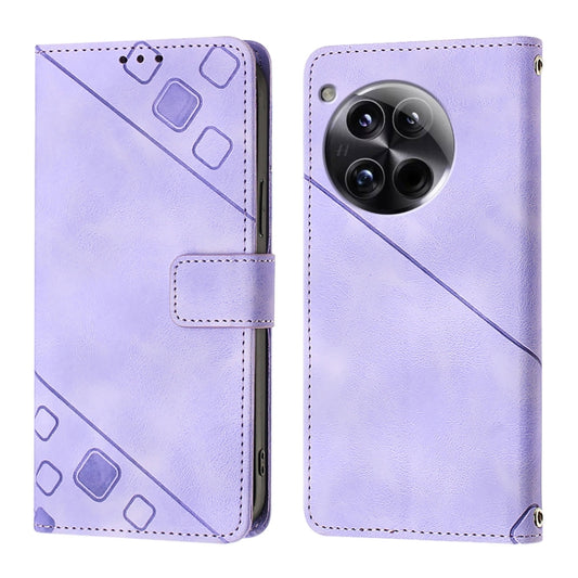 For OnePlus 12 5G Global Skin-feel Embossed Leather Phone Case(Light Purple) by buy2fix