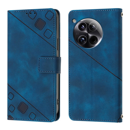 For OnePlus 12 5G Global Skin-feel Embossed Leather Phone Case(Blue) by buy2fix