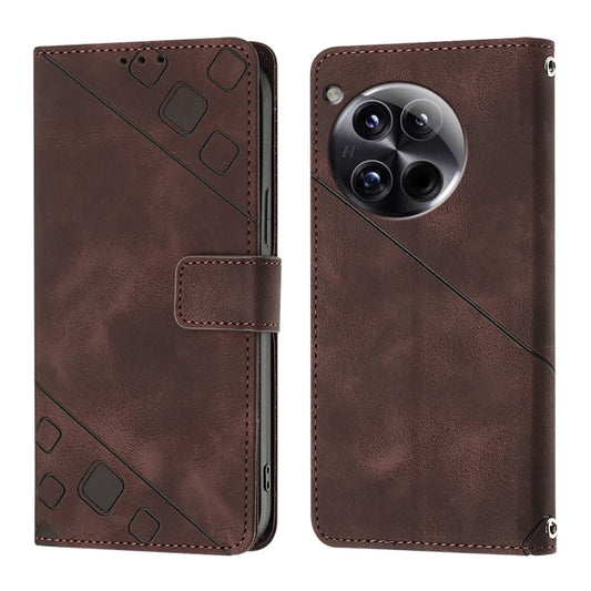 For OnePlus 12 5G Global Skin-feel Embossed Leather Phone Case(Brown) by buy2fix