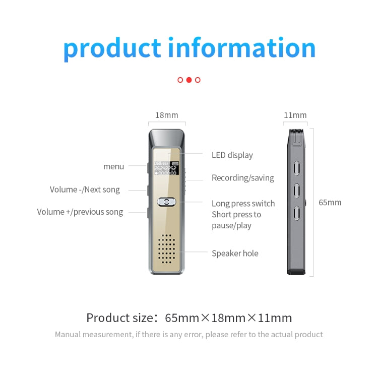 JNN Q7 Mini Portable Voice Recorder with OLED Screen, Memory:16GB(Grey+Gold) by JNN