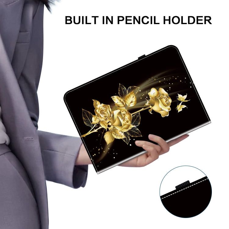 For iPad Pro 12.9 2022 / 2021 / 2020 Crystal Texture Painted Leather Smart Tablet Case(Gold Butterfly Rose) - iPad Pro 12.9 (2022/2021) Cases by buy2fix | Online Shopping UK | buy2fix