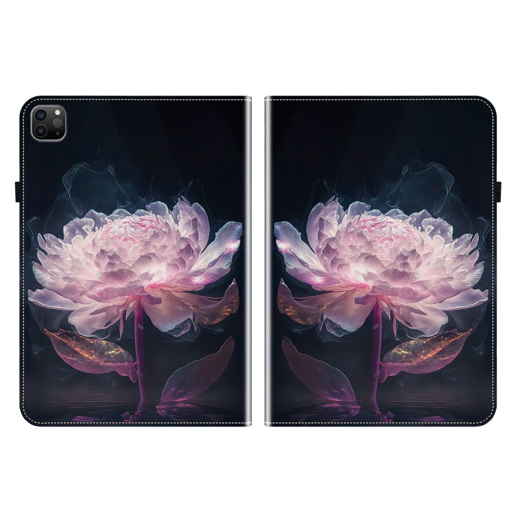 For iPad Pro 12.9 2022 / 2021 / 2020 Crystal Texture Painted Leather Smart Tablet Case(Purple Peony) - iPad Pro 12.9 (2022/2021) Cases by buy2fix | Online Shopping UK | buy2fix