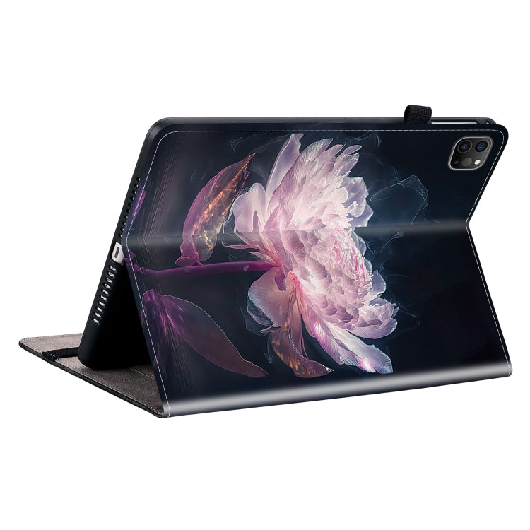 For iPad Pro 12.9 2022 / 2021 / 2020 Crystal Texture Painted Leather Smart Tablet Case(Purple Peony) - iPad Pro 12.9 (2022/2021) Cases by buy2fix | Online Shopping UK | buy2fix
