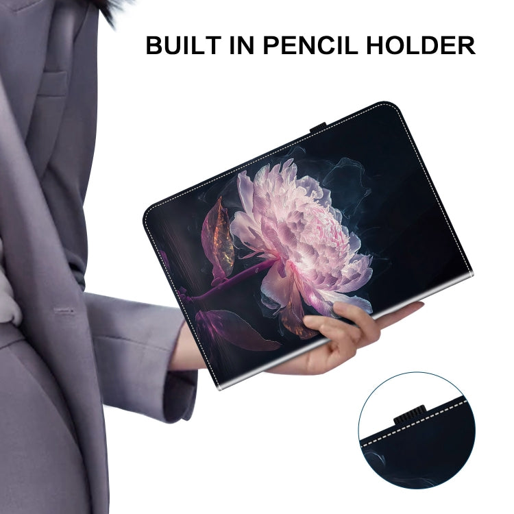 For iPad Pro 12.9 2022 / 2021 / 2020 Crystal Texture Painted Leather Smart Tablet Case(Purple Peony) - iPad Pro 12.9 (2022/2021) Cases by buy2fix | Online Shopping UK | buy2fix