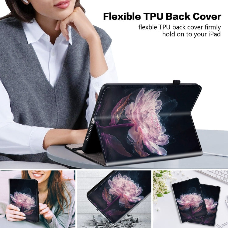For iPad Pro 12.9 2022 / 2021 / 2020 Crystal Texture Painted Leather Smart Tablet Case(Purple Peony) - iPad Pro 12.9 (2022/2021) Cases by buy2fix | Online Shopping UK | buy2fix