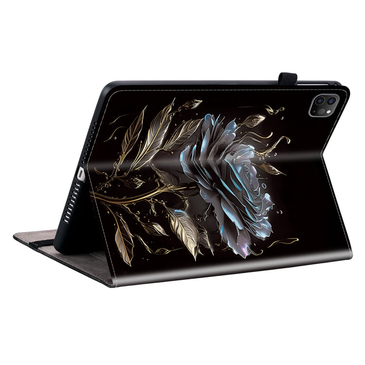 For iPad Pro 12.9 2022 / 2021 / 2020 Crystal Texture Painted Leather Smart Tablet Case(Black Rose) - iPad Pro 12.9 (2022/2021) Cases by buy2fix | Online Shopping UK | buy2fix