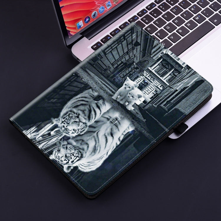 For iPad Pro 12.9 2022 / 2021 / 2020 Crystal Texture Painted Leather Smart Tablet Case(Cat Reflection Tiger) - iPad Pro 12.9 (2022/2021) Cases by buy2fix | Online Shopping UK | buy2fix