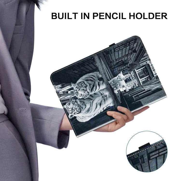 For iPad Pro 12.9 2022 / 2021 / 2020 Crystal Texture Painted Leather Smart Tablet Case(Cat Reflection Tiger) - iPad Pro 12.9 (2022/2021) Cases by buy2fix | Online Shopping UK | buy2fix
